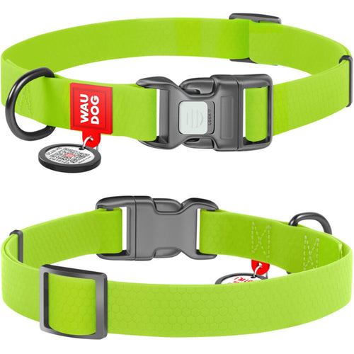 WAUDOG Ogrlica za pse Smart ID, vodootporna, Zelena, Medium, 20mm/28-40cm