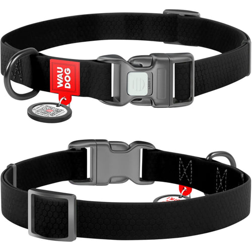 WAUDOG Ogrlica za pse Smart ID, vodootporna, Crna, Medium, 20mm/28-40cm