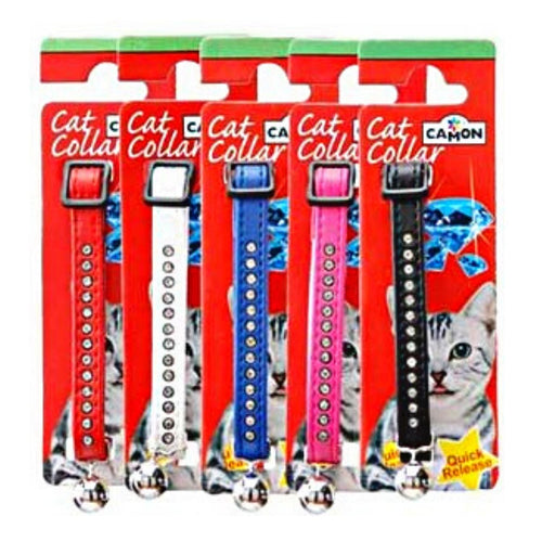 CAMON Ogrlica za macke od eko koze sa cirkonima B 10mm/30cm, raznih boja