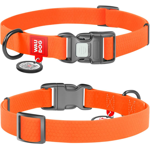 WAUDOG Ogrlica za pse Smart ID, vodootporna, Narandzasta, X-Large, 25mm/38-58cm
