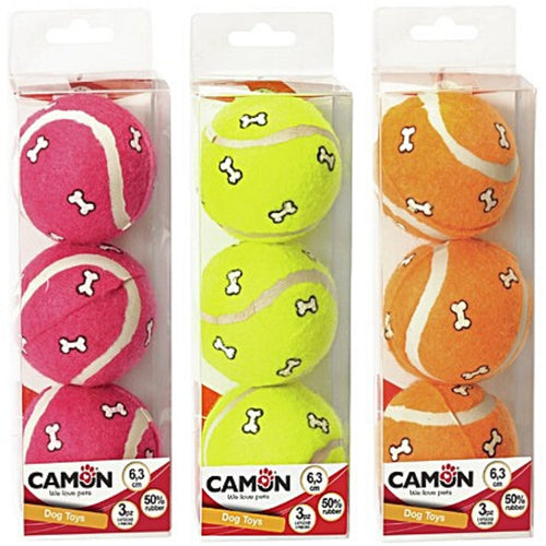 CAMON Igračka za pse Lopta Tenis sa koskicama 3kom, 6,3cm, raznih boja