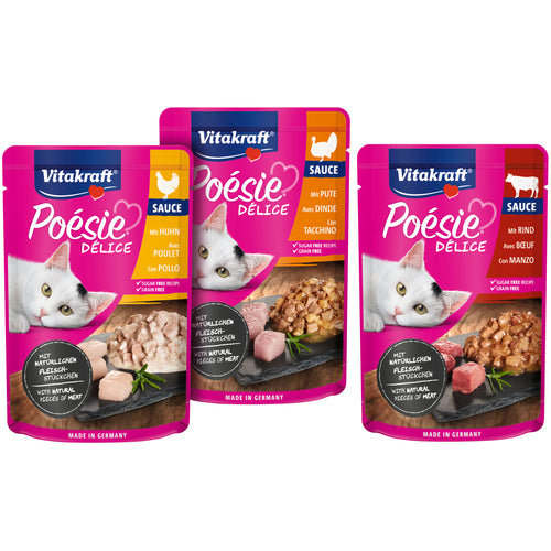 VITAKRAFT Posie Dlice, mesni meni u sočnom sosu, za mačke, 6x85g