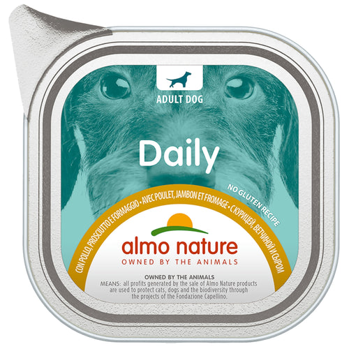 ALMO NATURE Daily Pasteta za pse s piletinom, sunkom i sirom, 100g
