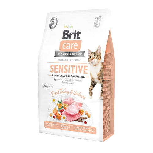 BRIT CARE Cat Sensitive Healthy Digestion&Delicate Taste, bez zitarica, 2 kg