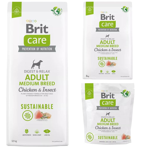 BRIT CARE Sustainable, Adult Medium Breed, s piletinom i insektima