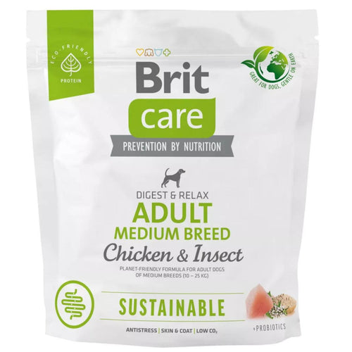 BRIT CARE Sustainable, Adult Medium Breed, s piletinom i insektima, 1kg