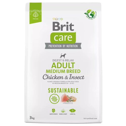 BRIT CARE Sustainable, Adult Medium Breed, s piletinom i insektima, 3kg