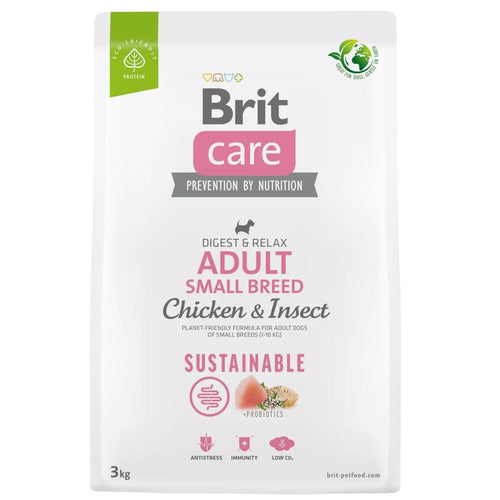 BRIT CARE Sustainable, Adult Small Breed, s piletinom i insektima, 3kg