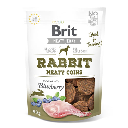BRIT Jerky Meaty Coins, mesni kolutici sa zecetinom i piletinom, 80g