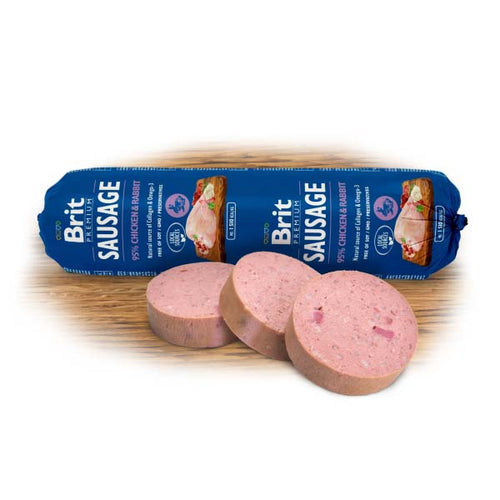 BRIT PREMIUM by Nature kobasica za pse, 95% mesa piletine i zecetine, 800g