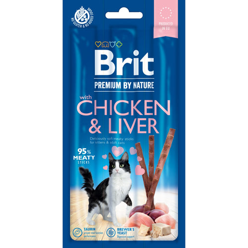 BRIT PREMIUM by Nature,meki stapici za macke,95% mesa, s piletinom i dzigericom