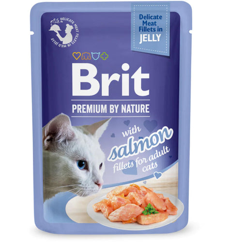 BRIT PREMIUM kesica, nezni fileti u zeleu s lososom, 85g