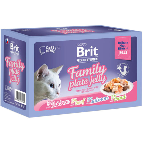 BRIT PREMIUM kesice, nezni fileti u zeleu Family Plate, (12x85g) 1020g