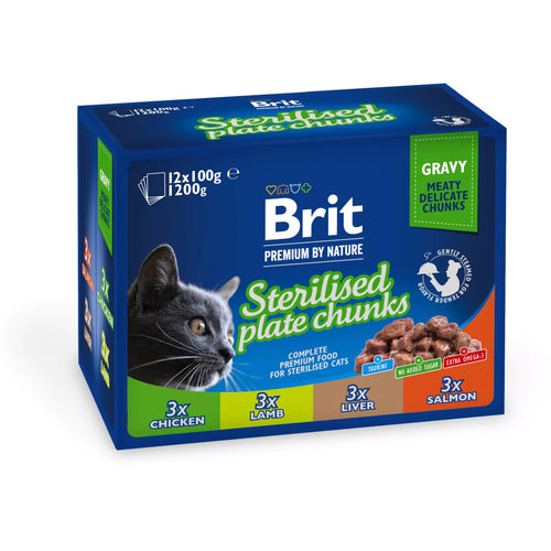 BRIT PREMIUM kesice, socni komadici, Sterilised obrok, 12x100g