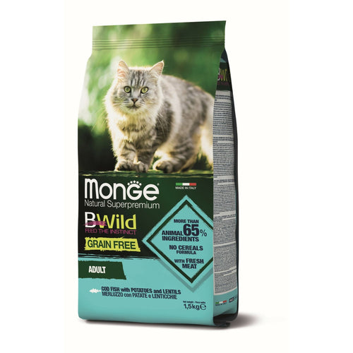 BWILD Hrana za macke Grain Free Bakalar, socivo, krompir - Adult cat 1.5kg