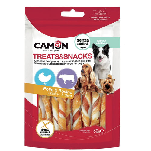 CAMON Treats&Snacks Poslastica za pse Stapici od presovane koze, dvobojni 80g