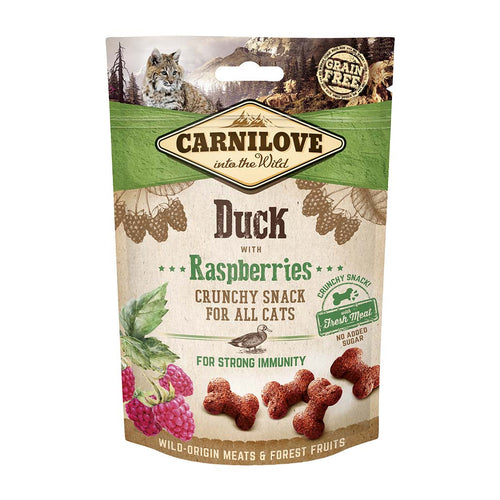 CARNILOVE Crunchy hrskava poslastica za macke, s pacetinom i malinama, 50g
