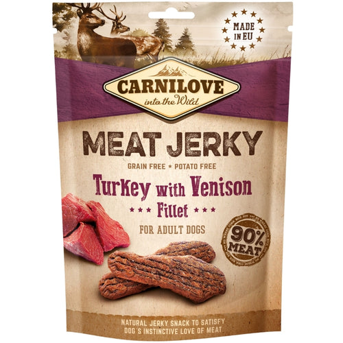 CARNILOVE Jerky Fillet, mesni fileti, curetina i divljac, bez zitarica, 100g