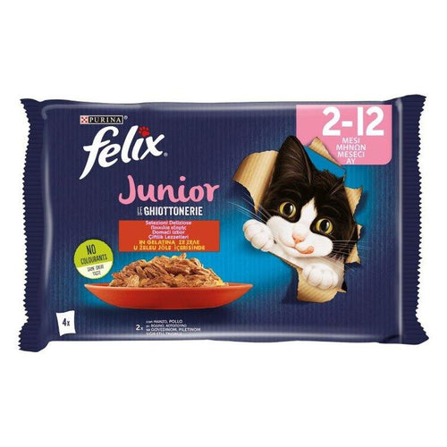 FELIX Le Ghiottenerie, JUNIOR, s govedinom i piletinom u zeleu, 4x85g
