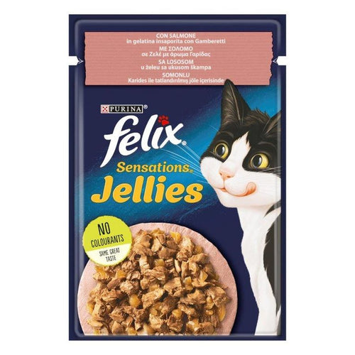 FELIX Sensations Jellies, s lososom u zeleu s ukusom skampa, 85g