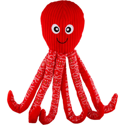 FLAMINGO Igracka za pse Oktopod, tekstilna, crvena 50cm, bozicna, zvucna