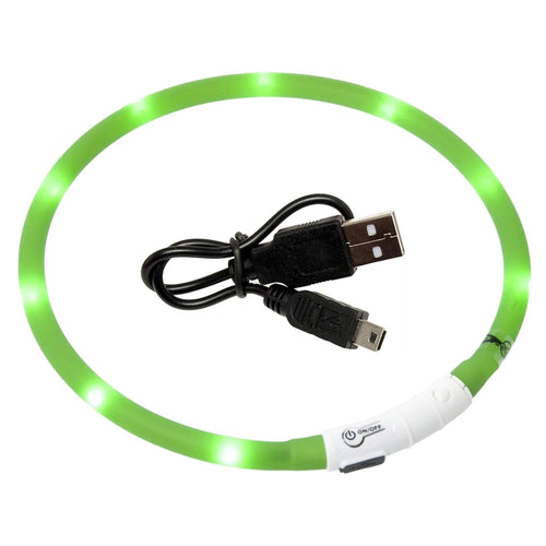 FLAMINGO Ogrlica za pse Visio Led Light Zelena sa USB kablom 20-70cm