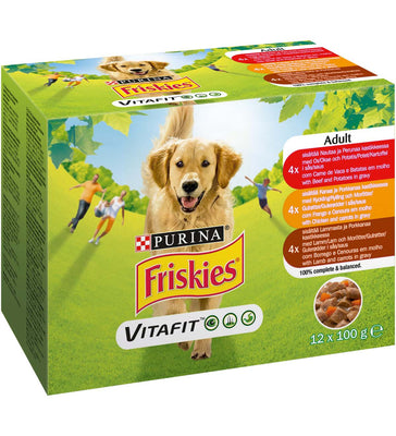 FRISKIES Multipack za pse Adult Govedina, Piletina i Jagnjetina u sosu 12x100g