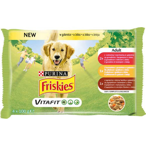 FRISKIES Multipack za pse Adult Govedina, Piletina i Jagnjetina u zeleu 4x100g