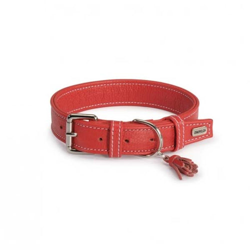 OUTLET CAMON Ogrlica za pse dvostruka koza sa kicankom Crvena 20x450mm