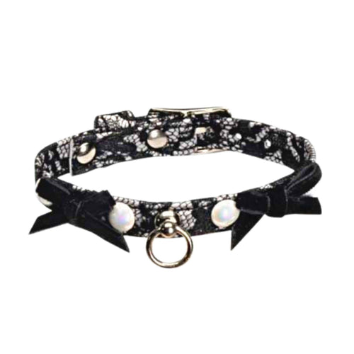 OUTLET CAMON Povodac za pse, sa motivom cipke, Crni 1,2x110cm