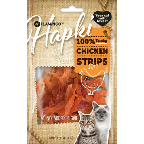 OUTLET FLAMINGO Poslastica za macke Hapki, trake s piletinom, 85g