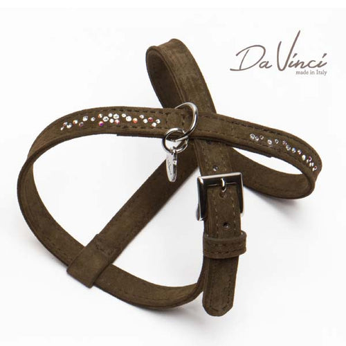 OUTLET LEO PET Am za pse DaVinci, podesivi Swarovski, Braon, 60-66cm