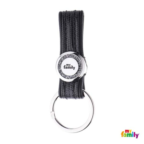 OUTLET MYFAMILY Privezak za kljuceve, od eko koze Saint Tropez, Crni 6,2x3cm