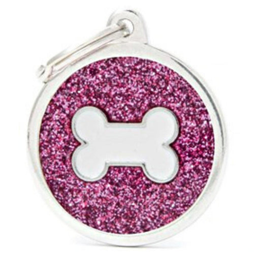 OUTLET MYFAMILY Shine Plocica za graviranje, Glitter Kost roza, L 3,93x3,17cm