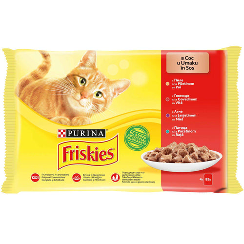 FRISKIES Multipack za macke Piletina/Govedina/Jagnjetina/Pacetina u sosu 4x85g
