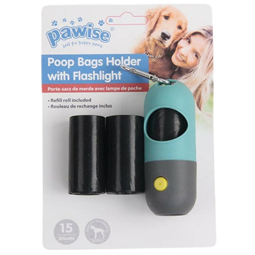 PAWISE Dispenzer za kesice za izmet sa lampom, 3 rolne x 15 kesica