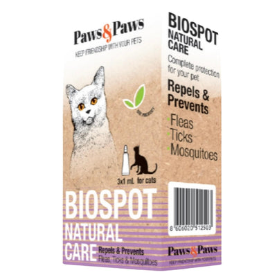 PAWS&PAWS Ampula BioSpot Natural Cat za macke antiparazitske, 3x1ml