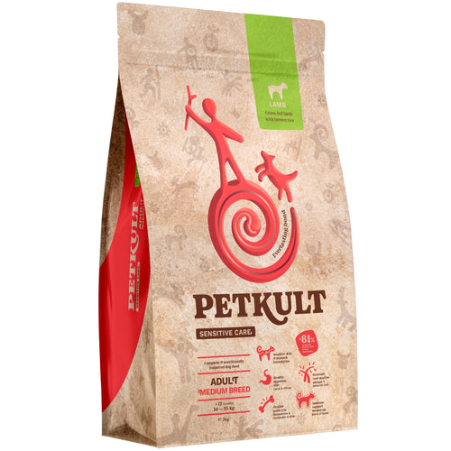 PETKULT Sensitive, jagnjetina s pirincem, Adult Medium