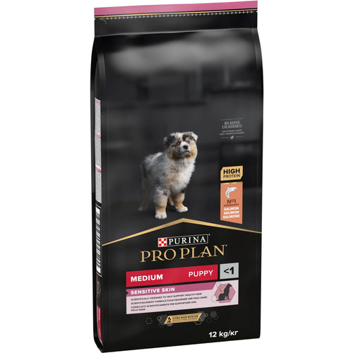 PRO PLAN OptiDerma Medium Sensitive Skin PUPPY s lososom, 12kg