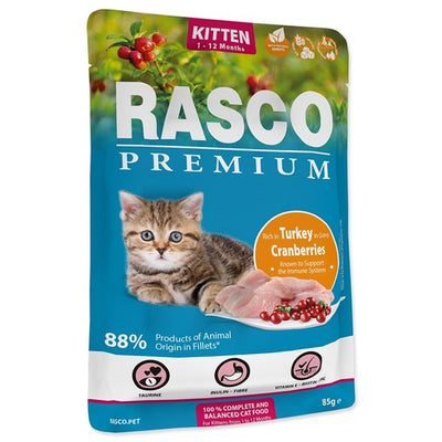 RASCO Premium KITTEN, fileti u sosu s curetinom i brusnicom, 85g
