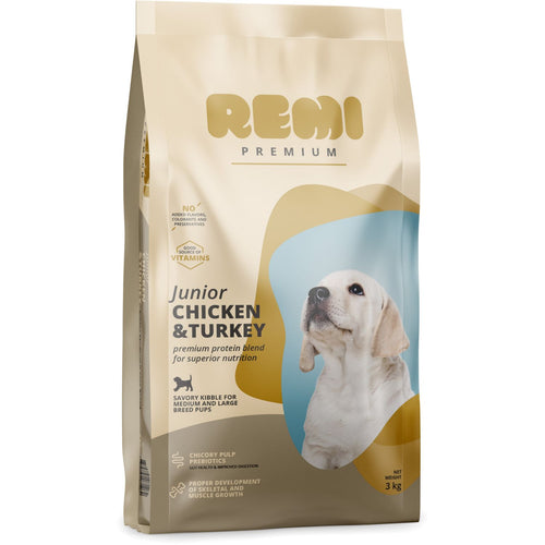 REMI Premium JUNIOR Medium&Large breeds, s piletinom i curetinom, 3kg