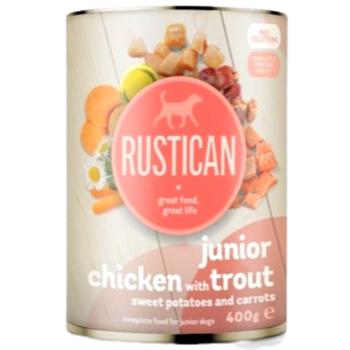 RUSTICAN JUNIOR Piletina i pastrmka s batatom i sargarepom, bez glutena