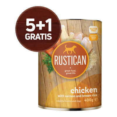 RUSTICAN Piletina s lososom i integralnim pirincem, 6x400g, 5+1 gratis