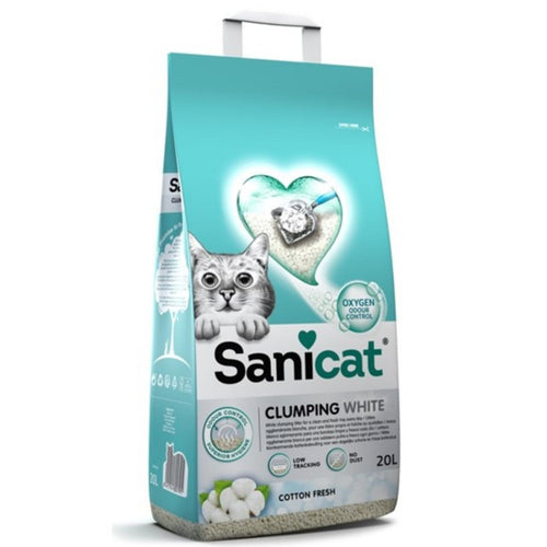 SANICAT Cotton fresh grudvajuci mineralni posip za macke, s mirisom, 20L