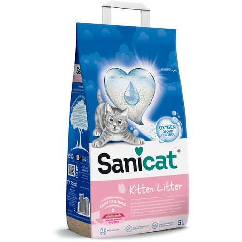 SANICAT Kitten upijajuci mineralni posip za macice, mini granule, bez mirisa, 5L
