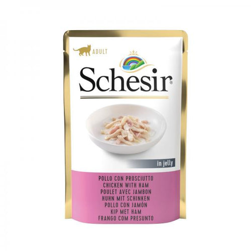 SCHESIR Kesica za macke s piletinom i sunkom, u zeleu, 85g