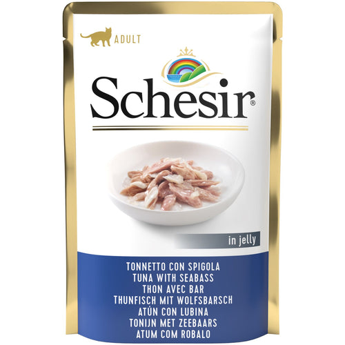 SCHESIR Kesica za macke s tunjevinom i brancinom, u zeleu, 85g