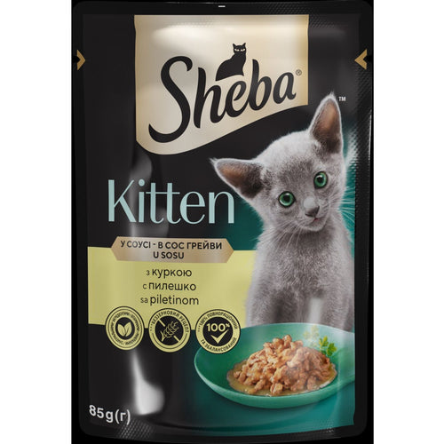 SHEBA KITTEN Kesica za macice s piletinom, komadici u sosu, 85g