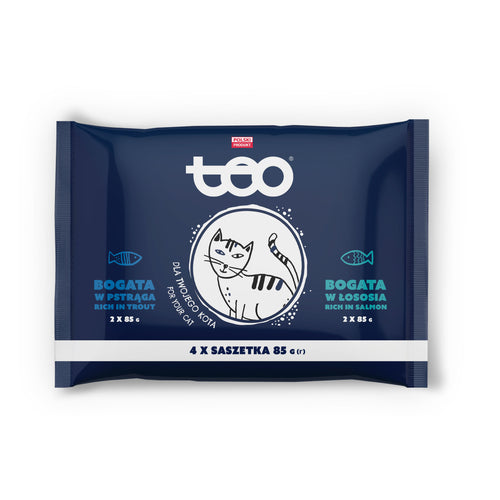 TEO Multipak za macke 2x s lososom i 2x s pastrmkom, 4x85g