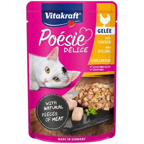 VITAKRAFT Poesie Delice, komadici piletine u ukusnom zeleu, za macke, 85g